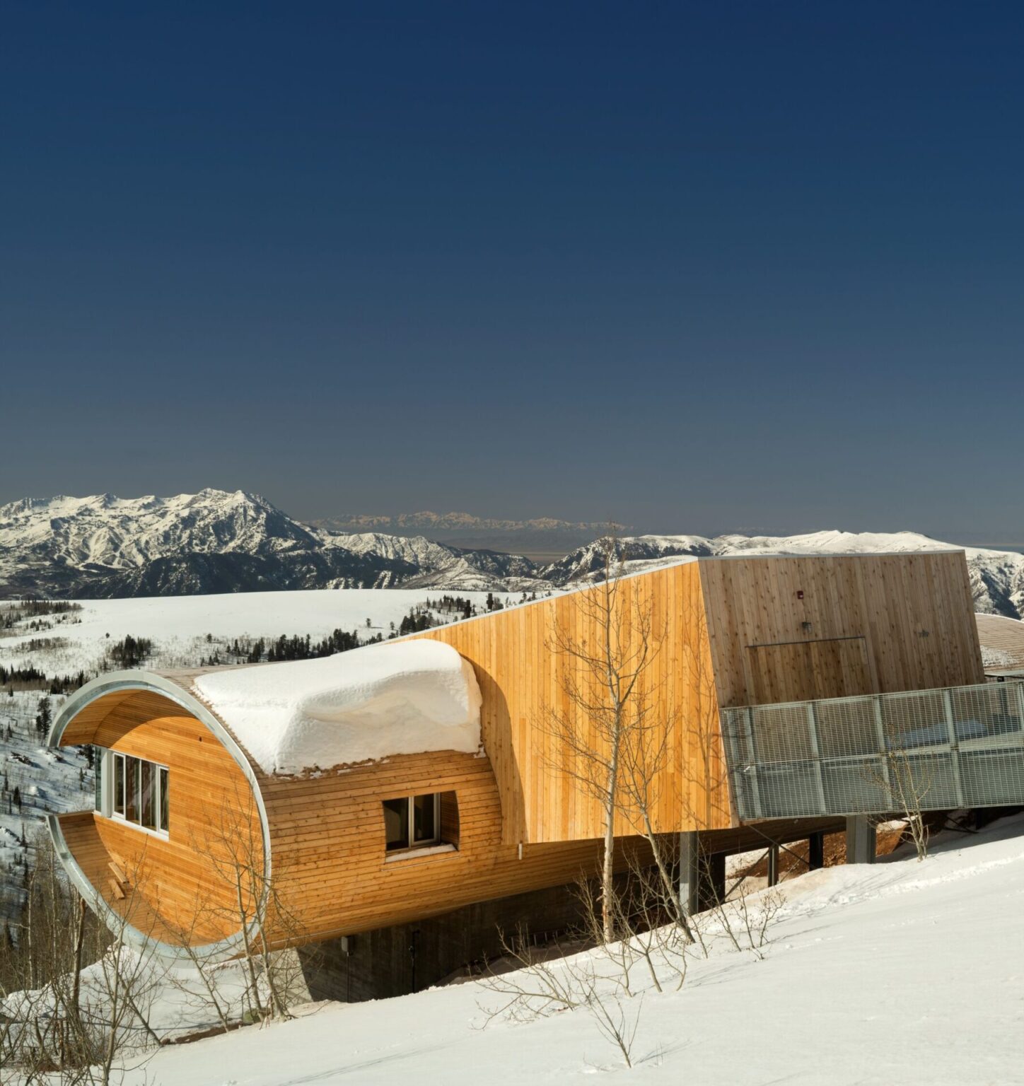 Elliptical Alpine Home Leaves a Gentle Footprint with Wood - Think Wood