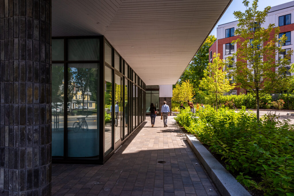 11 east pleasant entrance with overhang in Amherst, Massachusetts